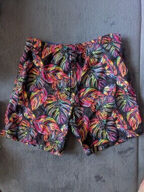 Broken Threads Tropical Rainbow Leaf Swim Shorts